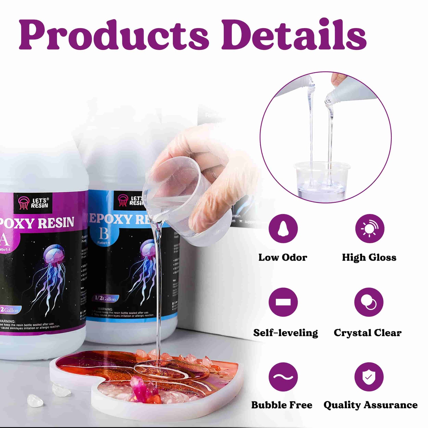LET'S RESIN Clear Resin,32oz Clear Lite Casting Resin,crystal Clear Bubble  Free Glass Look,great for Making Layered Molds Friendly 