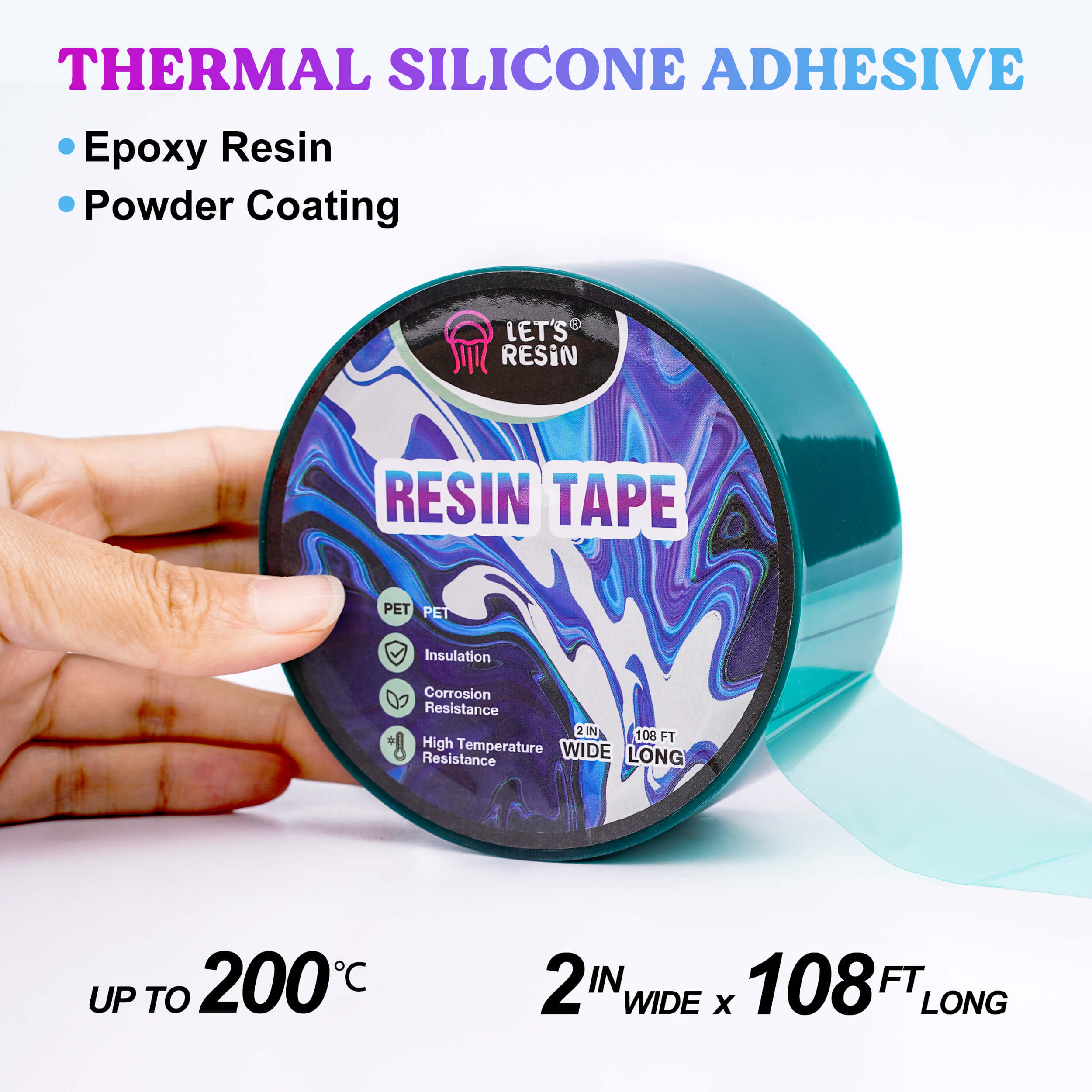 Resin Tape for Epoxy Resin Molding and Epoxy Mold Release for Epoxy Resin Thermal Adhesive Tape for Micro Pour Epoxy Resin Tape and Form with UV