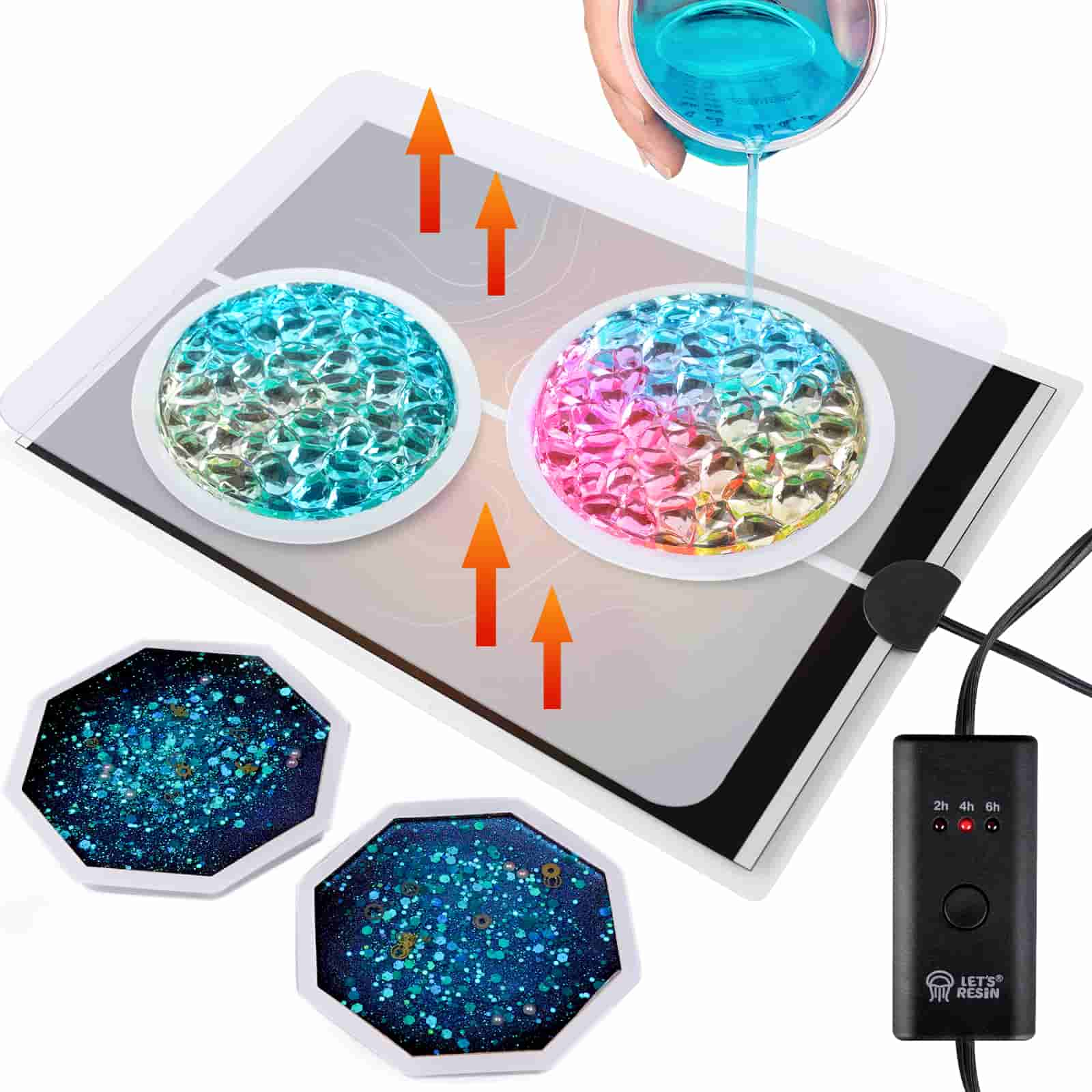 Upgrade Resin Heating Mat with Auto-off Function Timer &amp; Elastic Silicone Mat