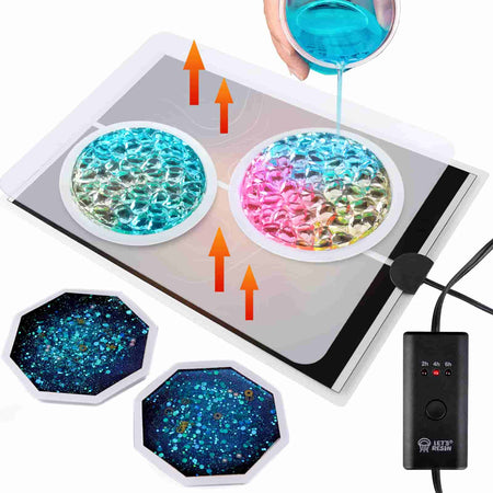 Upgrade Resin Heating Mat with Auto-off Function Timer & Elastic Silicone Mat