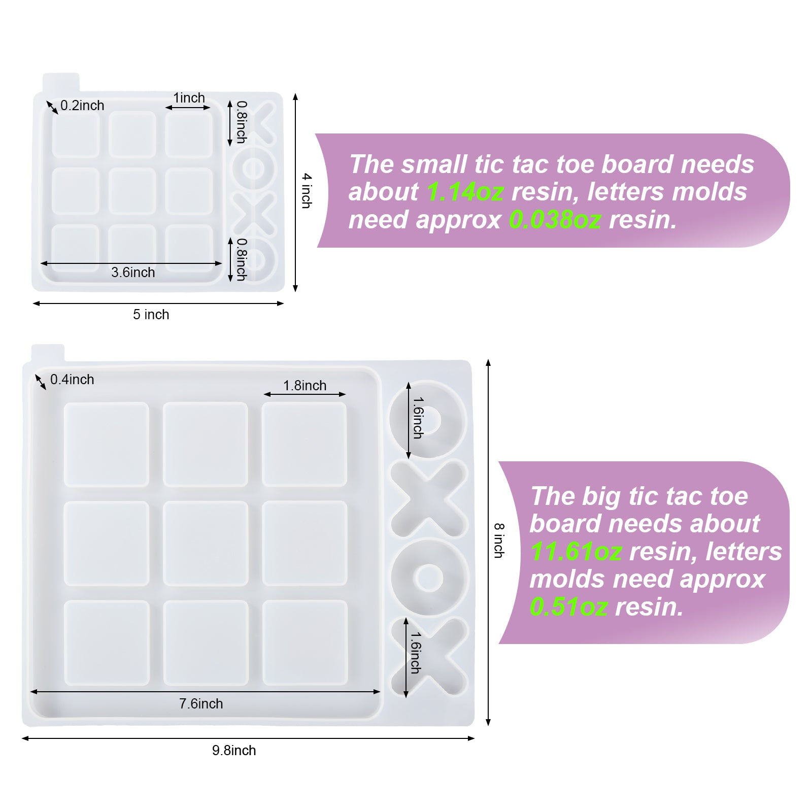 Large Tic Tac Toe Resin Mold