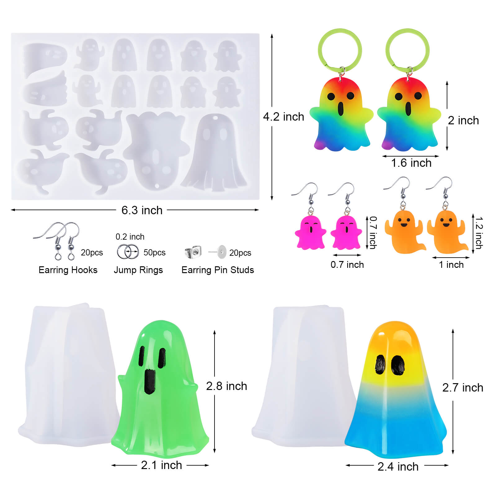 Ghost Shape Molds - For Earrings, Keychains, Decorations