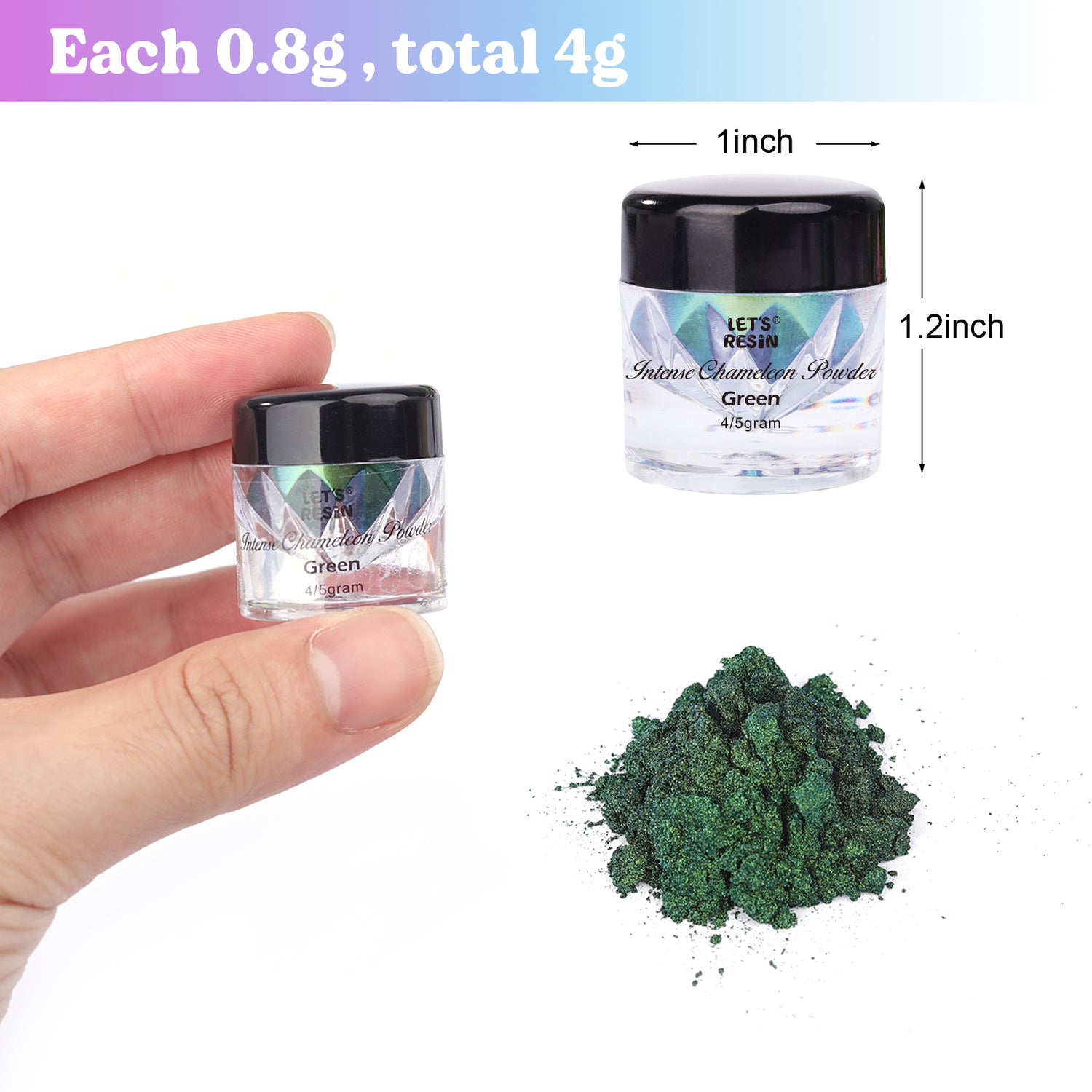Chameleon Effect Series-Intense Powder, Green Ver. - 5 colors/each 0.8g -  Chameleon Powder, Colorshift Chrome Powder for Crafts/Tumblers/Nail  Art/Paints/Soap Making – Let's Resin
