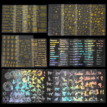 Resin Stickers - 26 Sheets, Holographic Resin Stickers,Golden