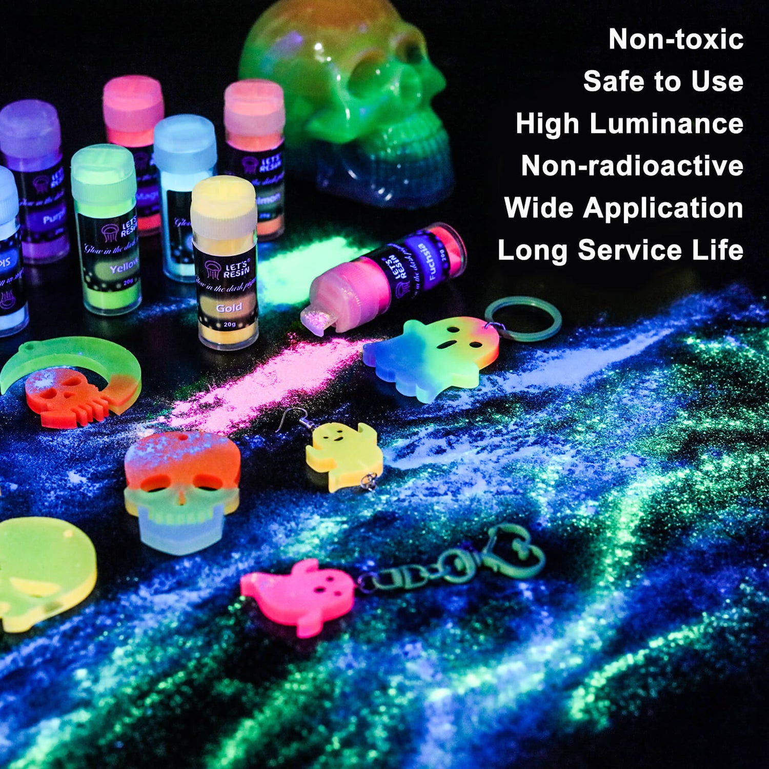 Glow in The Dark Pigment Powder,Resin Dye Luminous Powder for Epoxy  Resin,Acrylic Paint,Slime,Nails,Halloween Party, Fine Art & DIY